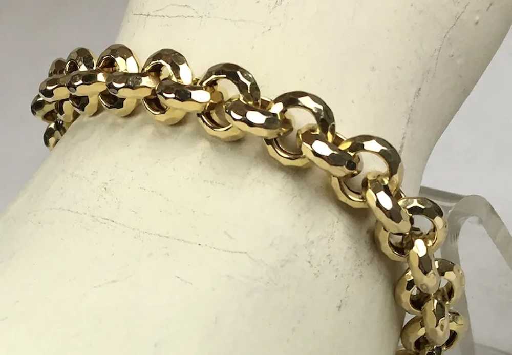 Unisex 14K Gold Chunky Victorian Style Chain Brac… - image 4