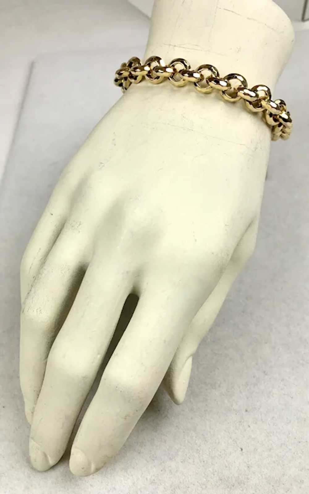 Unisex 14K Gold Chunky Victorian Style Chain Brac… - image 6