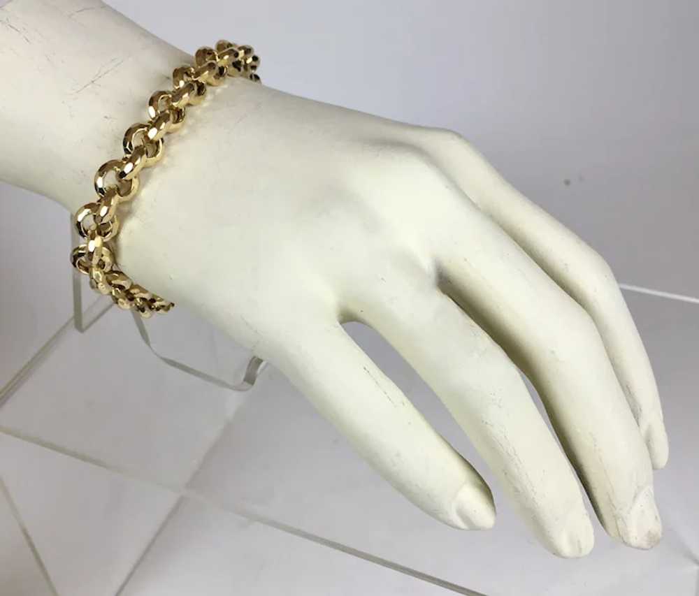 Unisex 14K Gold Chunky Victorian Style Chain Brac… - image 8