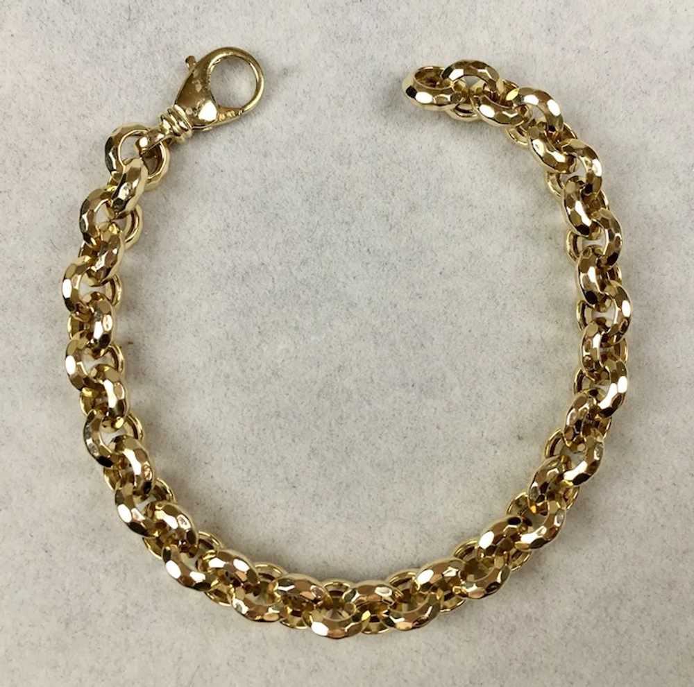 Unisex 14K Gold Chunky Victorian Style Chain Brac… - image 9