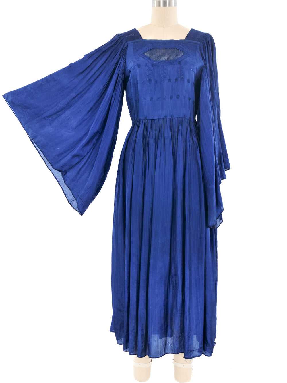 1970's Pleated Indigo Dress - image 1