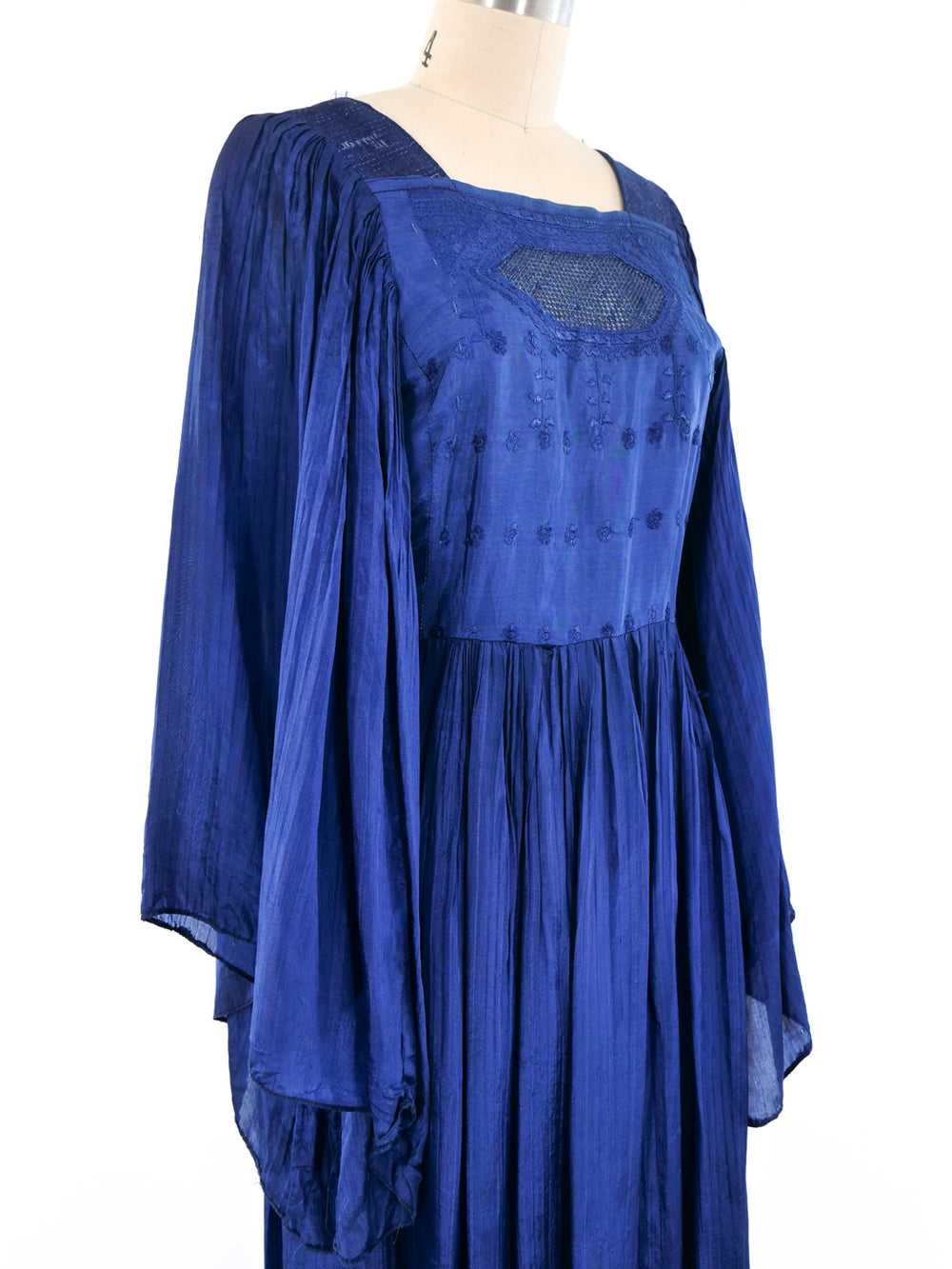 1970's Pleated Indigo Dress - image 2