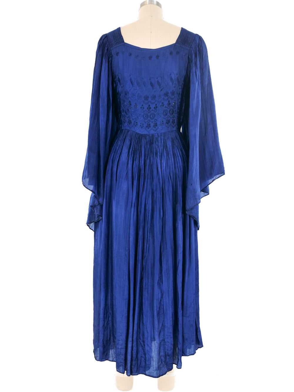 1970's Pleated Indigo Dress - image 4