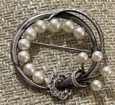 本真珠　銀製　ブロッチ　美品 Mikimoto pearl brooch tokyo - Gem