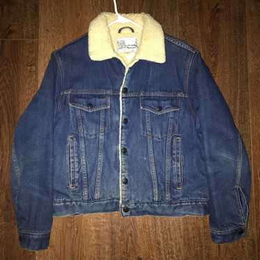 Vintage 80s denim wool lined jacket - image 1