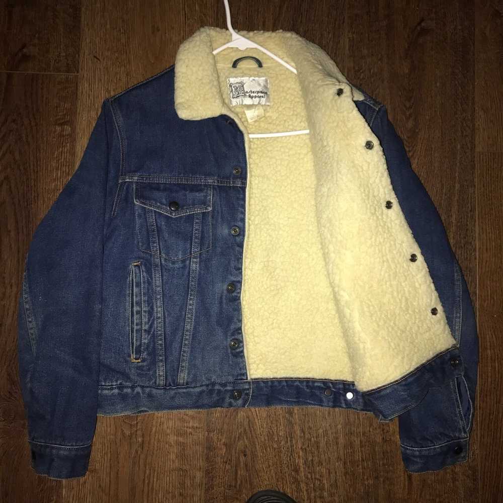 Vintage 80s denim wool lined jacket - image 2