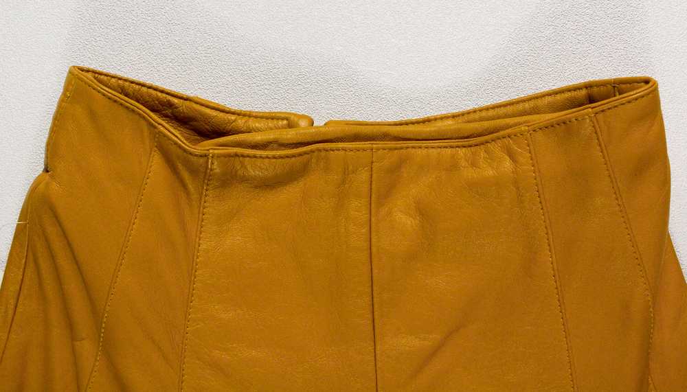 1980s Julian K High Waist Mustard Yellow Leather … - image 4