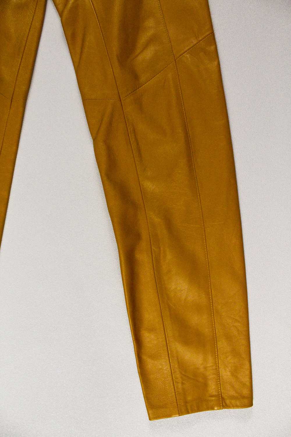 1980s Julian K High Waist Mustard Yellow Leather … - image 5