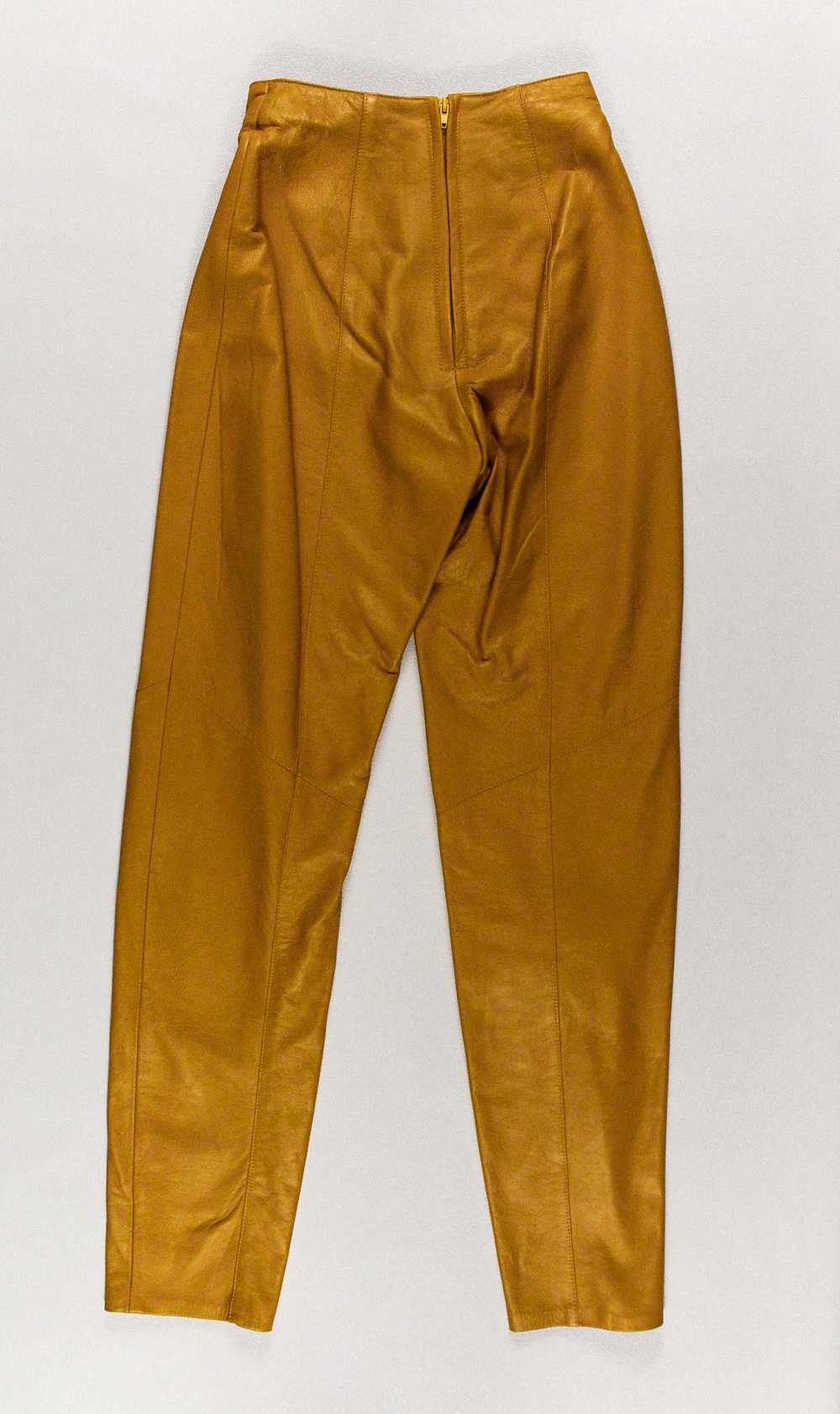 1980s Julian K High Waist Mustard Yellow Leather … - image 7