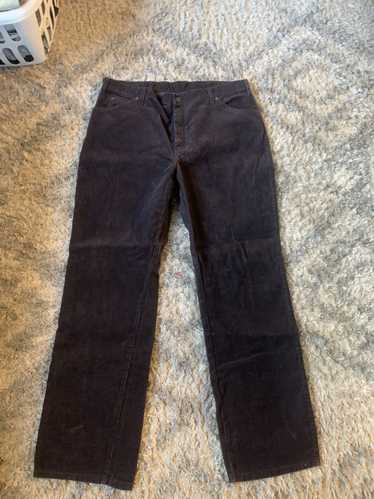 Purple corduroy pants with loose-fit