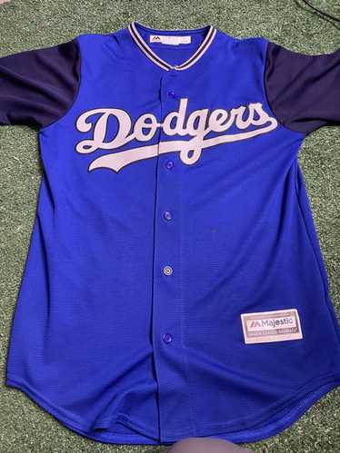 LA Dodgers Jersey Majestic Cool Base Two Button Batting Jersey mens XL #14  Blue