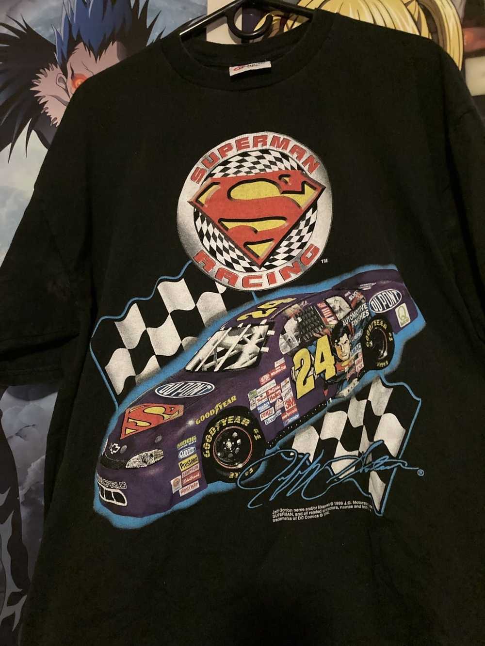 Vtg 90's John Force Superman Nascar Competitors View White T-Shirt