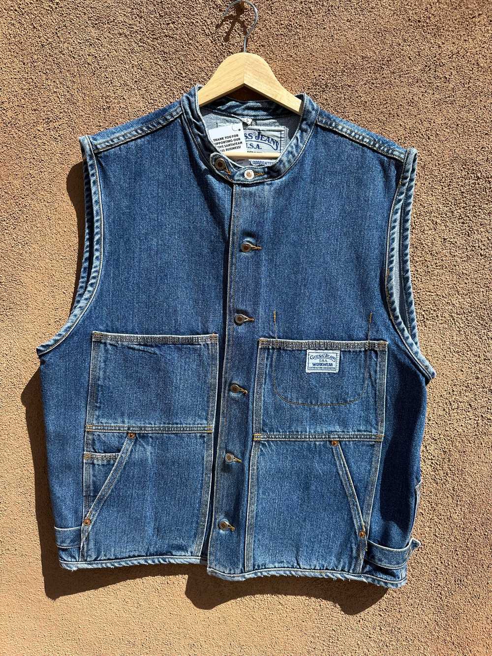 80’s Guess Jeans Denim Carpenter Vest - image 1