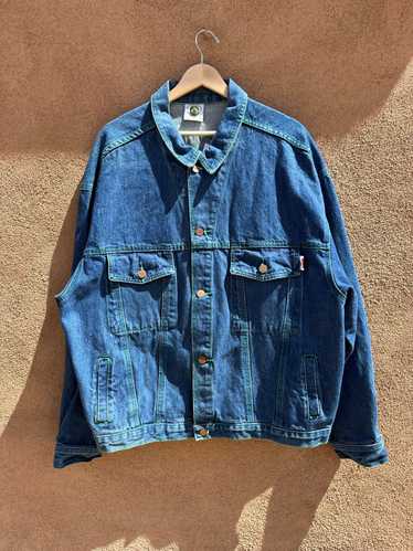 90's Cross Colours Green Stitch Denim Jacket with 