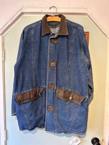 Robert Comstock Denim Chore Coat w/Leather Accents - image 1