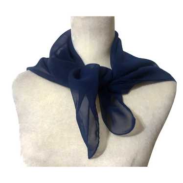 Other Womens Scarf Navy Blue Sheer Tie Neck Solid… - image 1