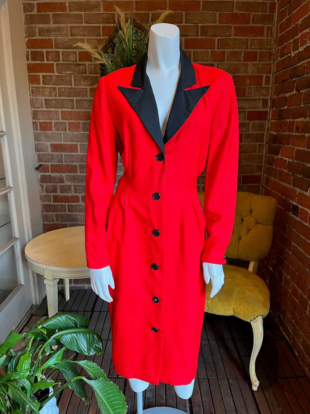 1980s Christian Dior Red and Black Dress - image 2