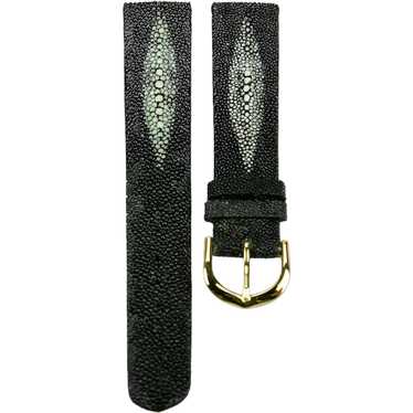 Black Stingray Leather Watch Band With Gold Tone … - image 1