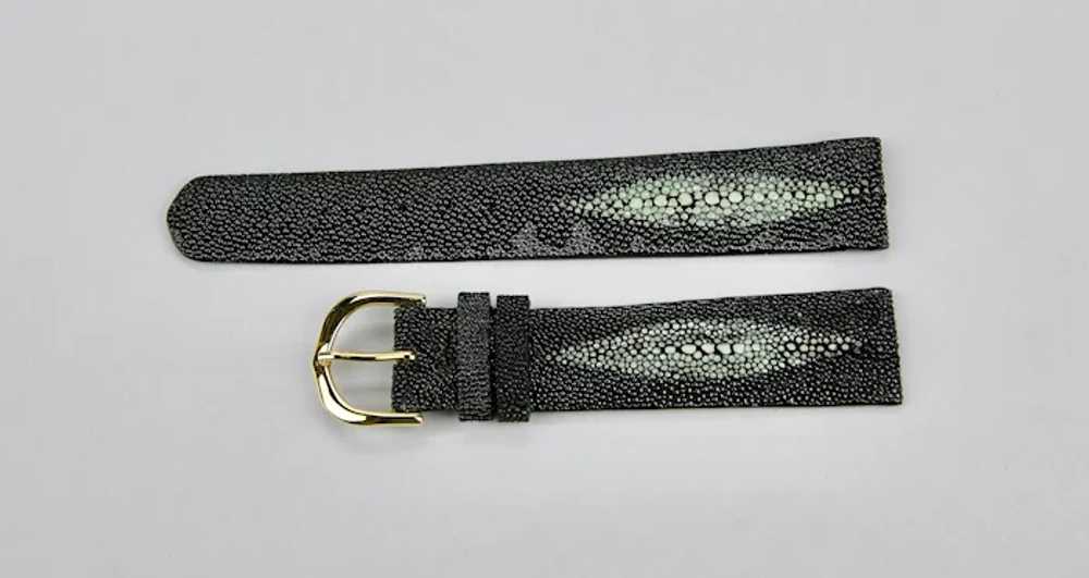 Black Stingray Leather Watch Band With Gold Tone … - image 2