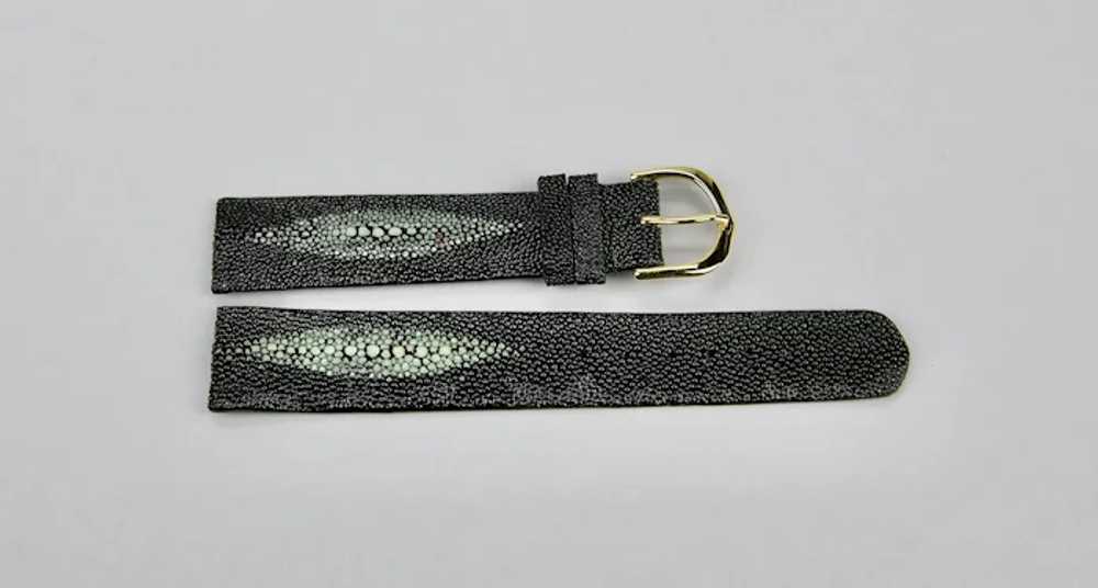 Black Stingray Leather Watch Band With Gold Tone … - image 3