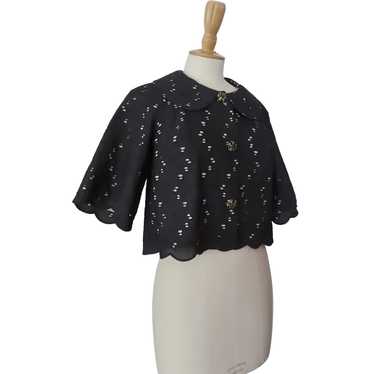 Laundry Eyelet Cropped Jacket Black Size 4 - image 1