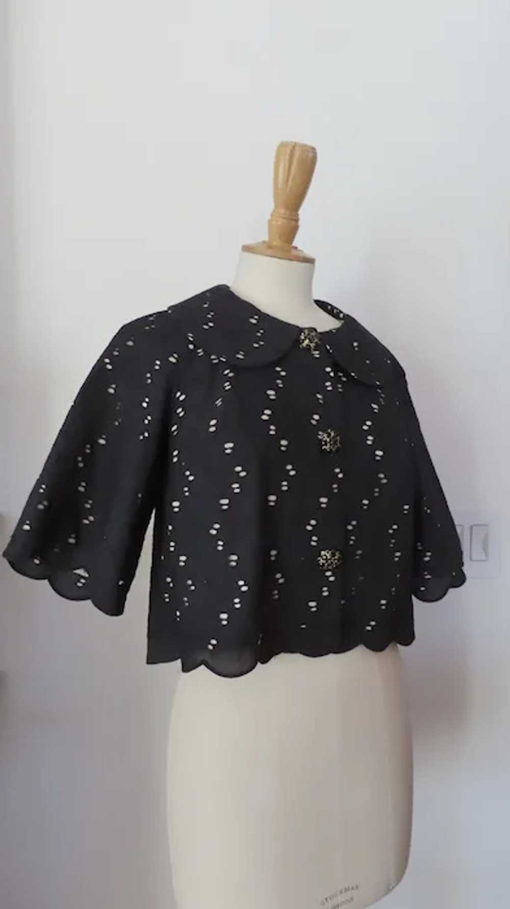 Laundry Eyelet Cropped Jacket Black Size 4 - image 2