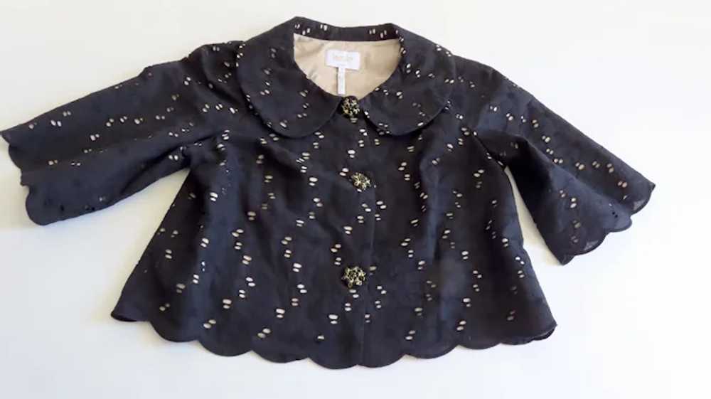 Laundry Eyelet Cropped Jacket Black Size 4 - image 3