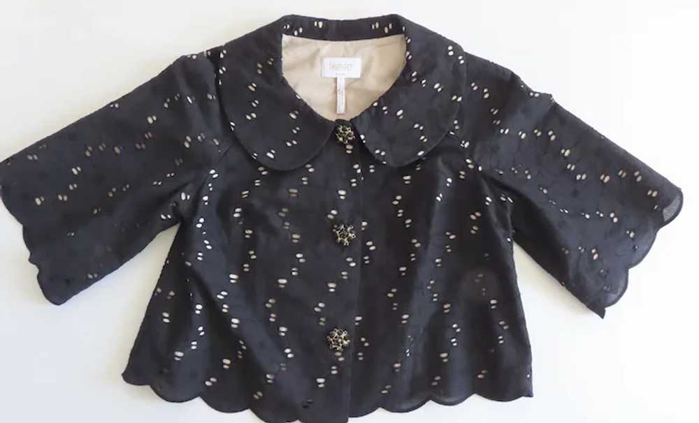 Laundry Eyelet Cropped Jacket Black Size 4 - image 4