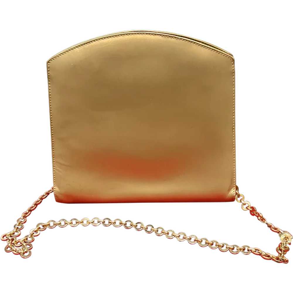 Vintage Ferragamo Gold Leather Evening Bag with D… - image 1