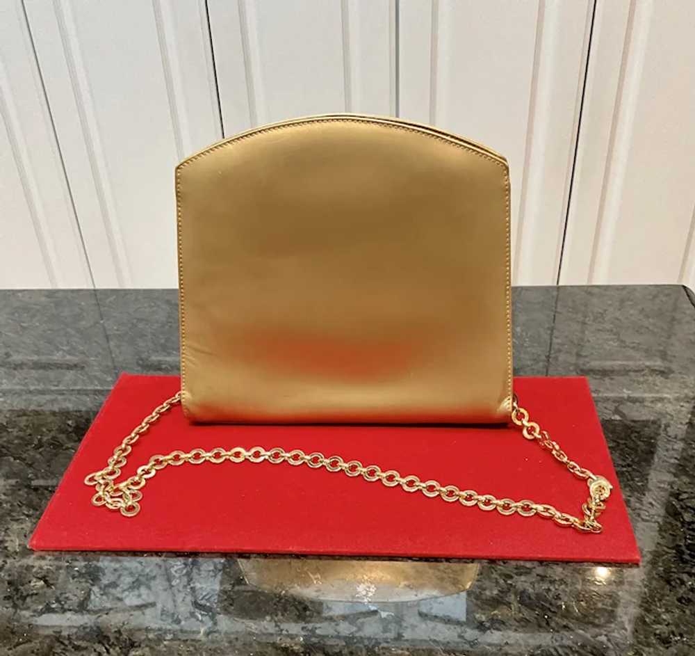 Vintage Ferragamo Gold Leather Evening Bag with D… - image 2