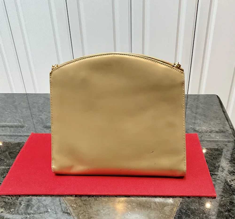 Vintage Ferragamo Gold Leather Evening Bag with D… - image 4