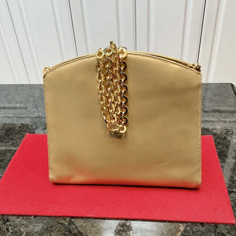 Vintage Ferragamo Gold Leather Evening Bag with D… - image 5