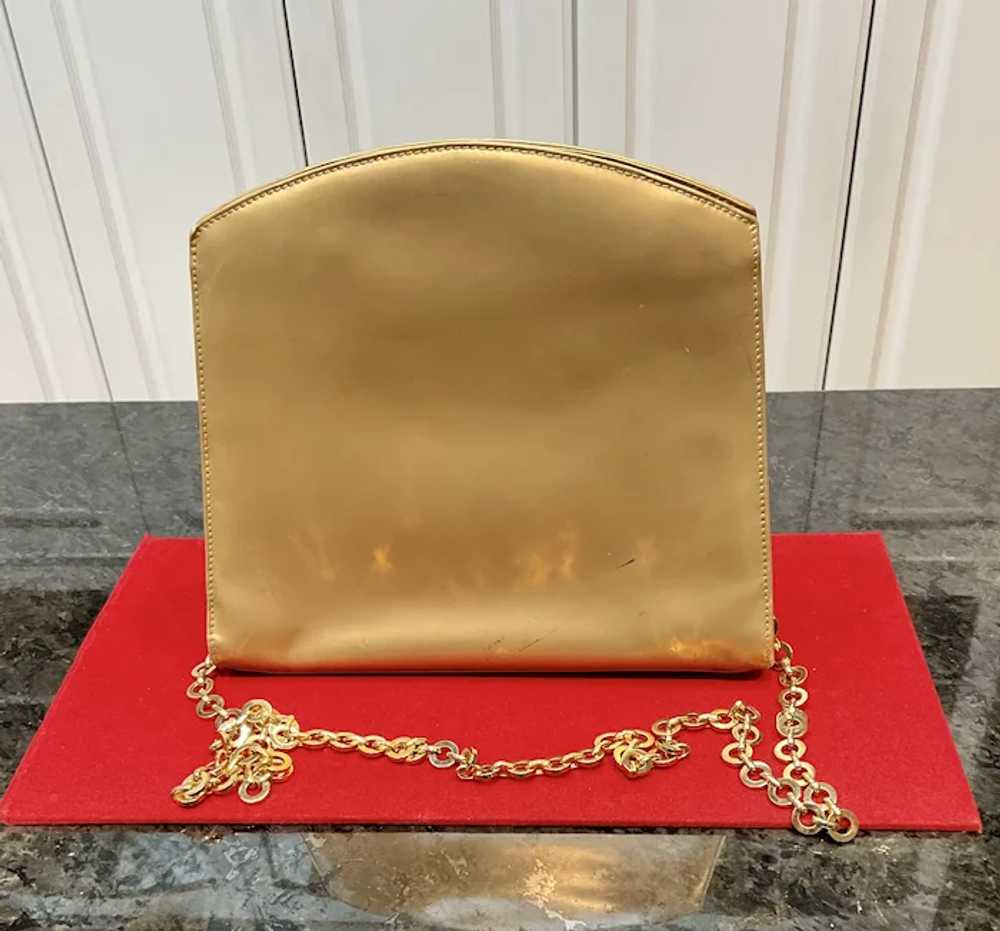 Vintage Ferragamo Gold Leather Evening Bag with D… - image 7