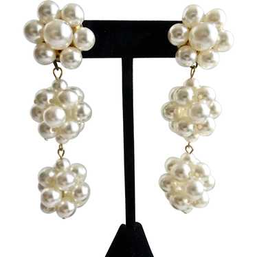 Hanging Clusters of Faux White Pearls, Post Back E