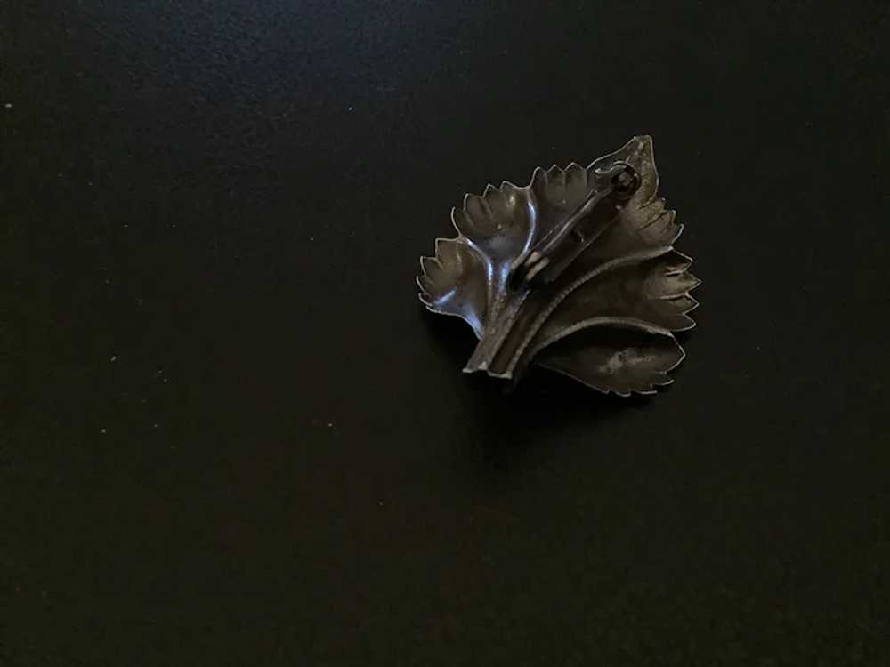 Vintage Silver tone Leaf Pin  1 7/8” - image 2