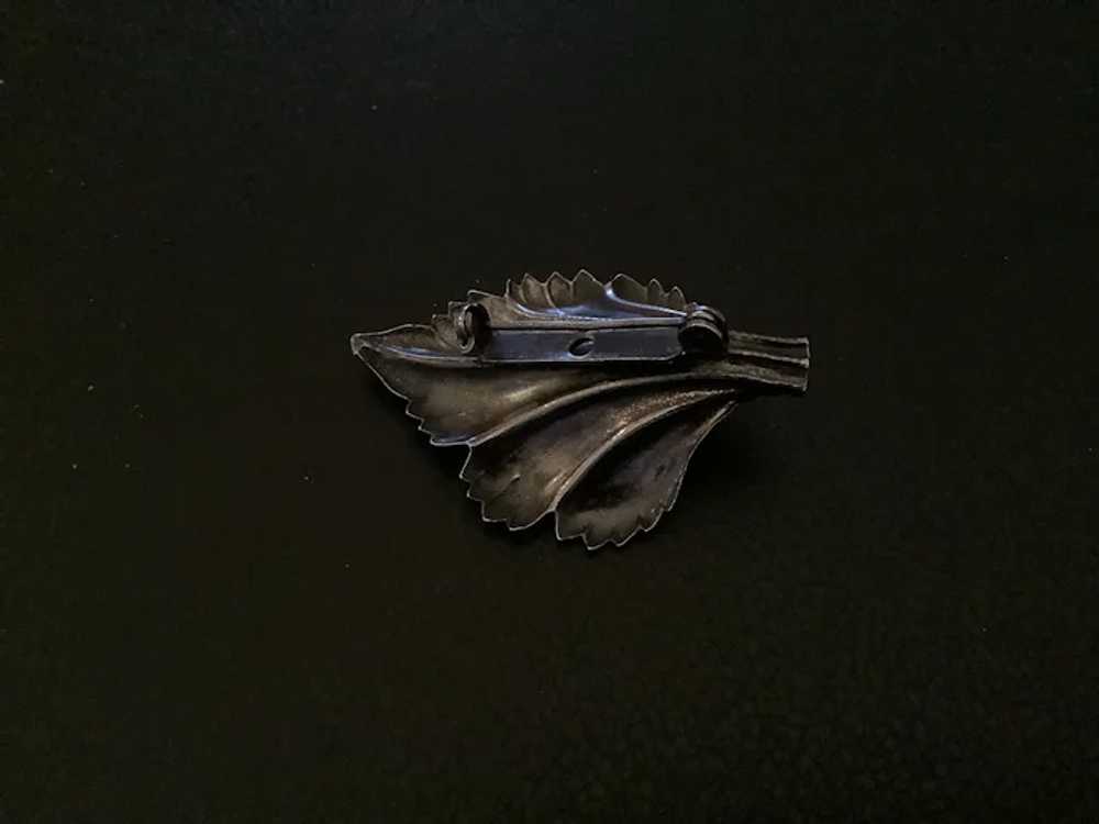 Vintage Silver tone Leaf Pin  1 7/8” - image 3