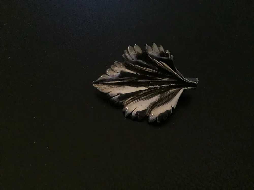 Vintage Silver tone Leaf Pin  1 7/8” - image 6