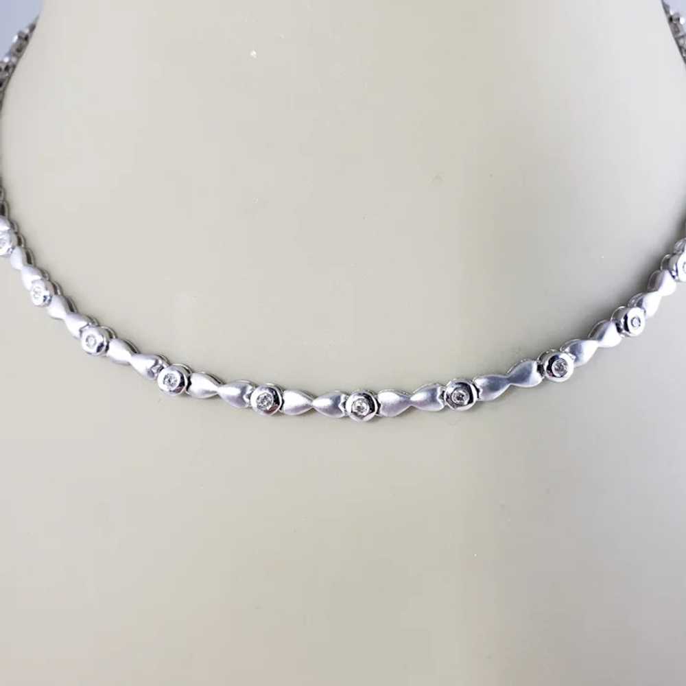 Vintage 14 Karat White Gold Diamond Station Neckl… - image 8