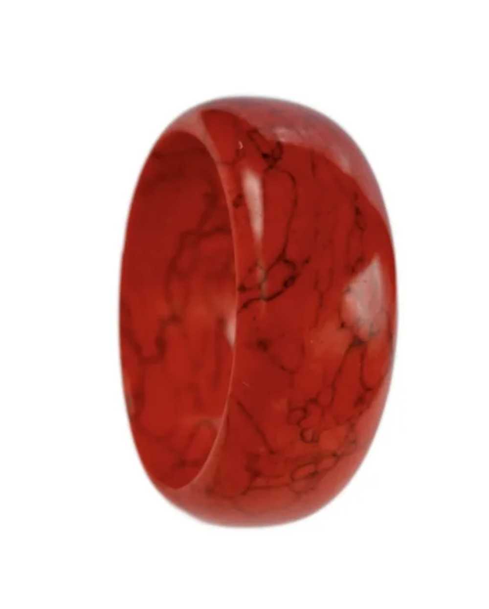 Chunky Solid Red Jasper Stone Cuff Bracelet - image 2