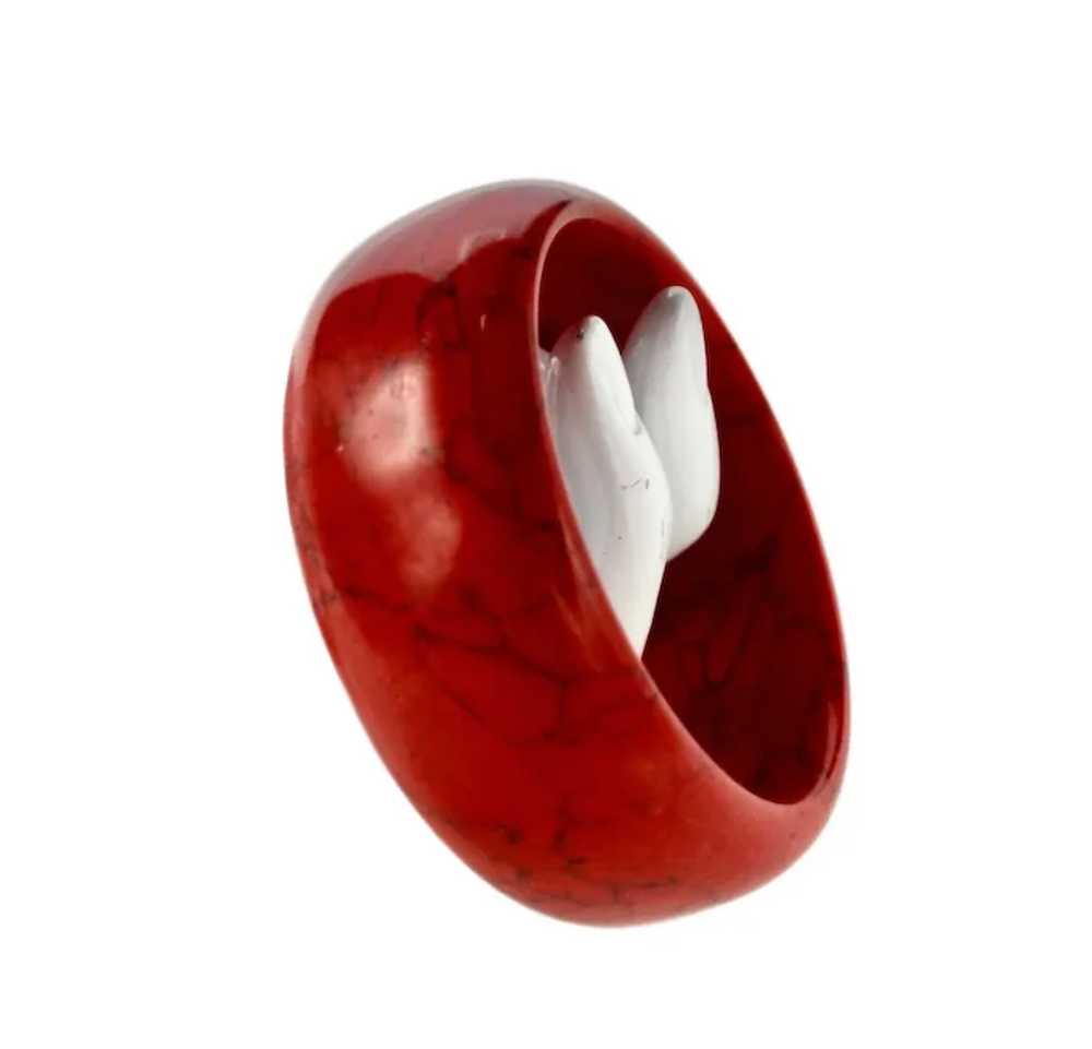 Chunky Solid Red Jasper Stone Cuff Bracelet - image 5