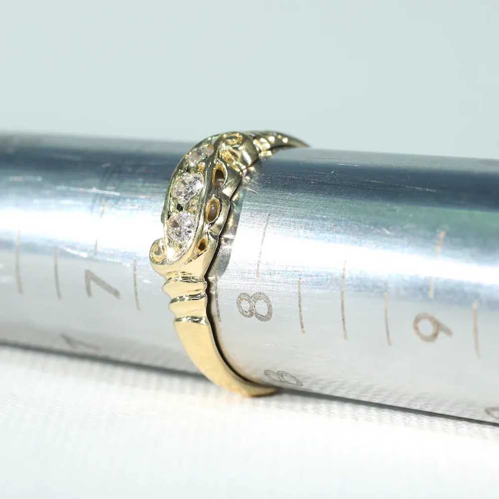 Vintage 3 Stone Diamond Ring 18k Gold - image 7