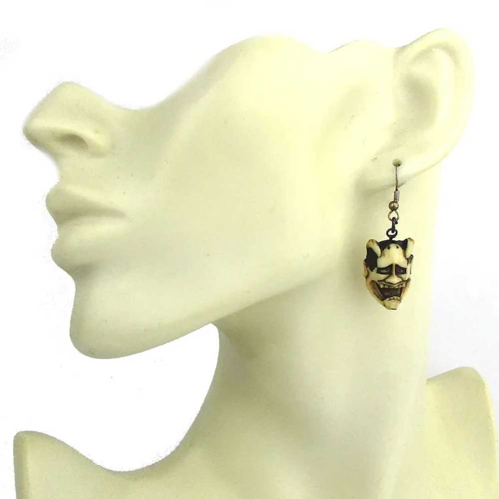 Vintage Hard Celluloid DEVIL Earrings Japanese Ma… - image 3