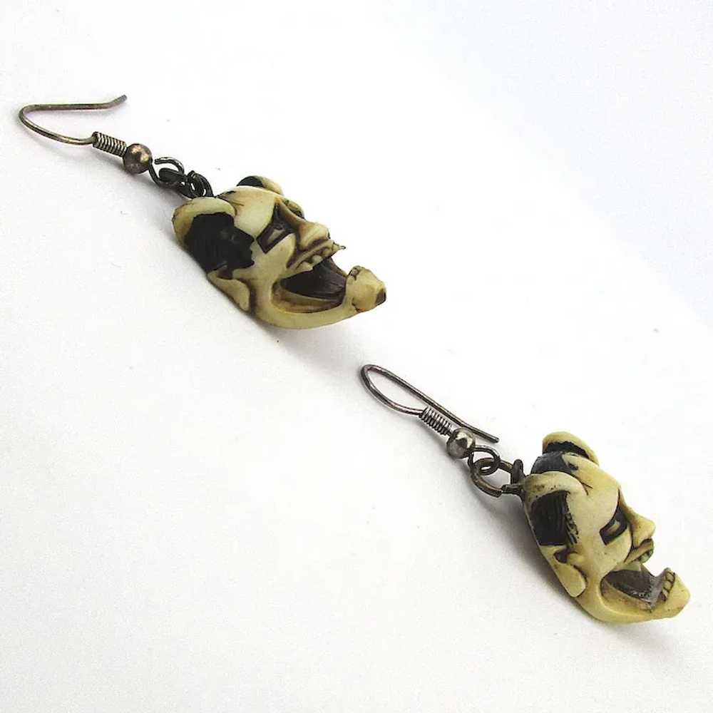 Vintage Hard Celluloid DEVIL Earrings Japanese Ma… - image 4