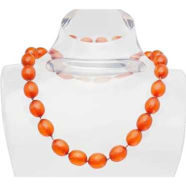 Antique faceted olive shape amber bead necklace