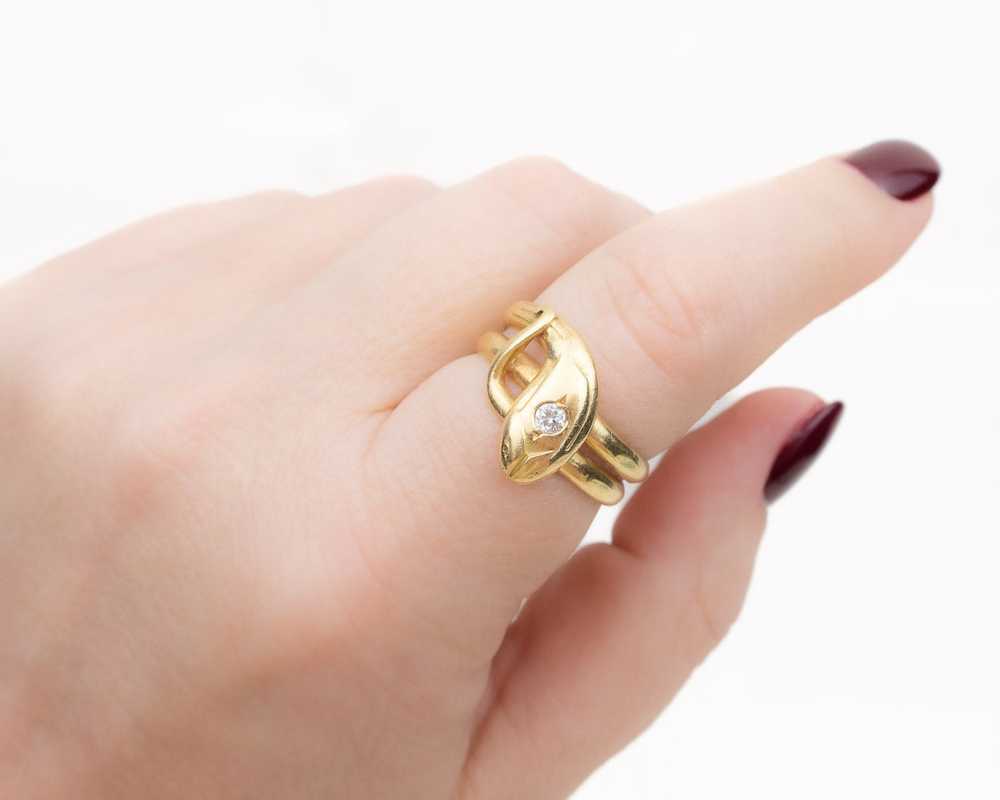 Victorian Diamond Snake Ring - image 4