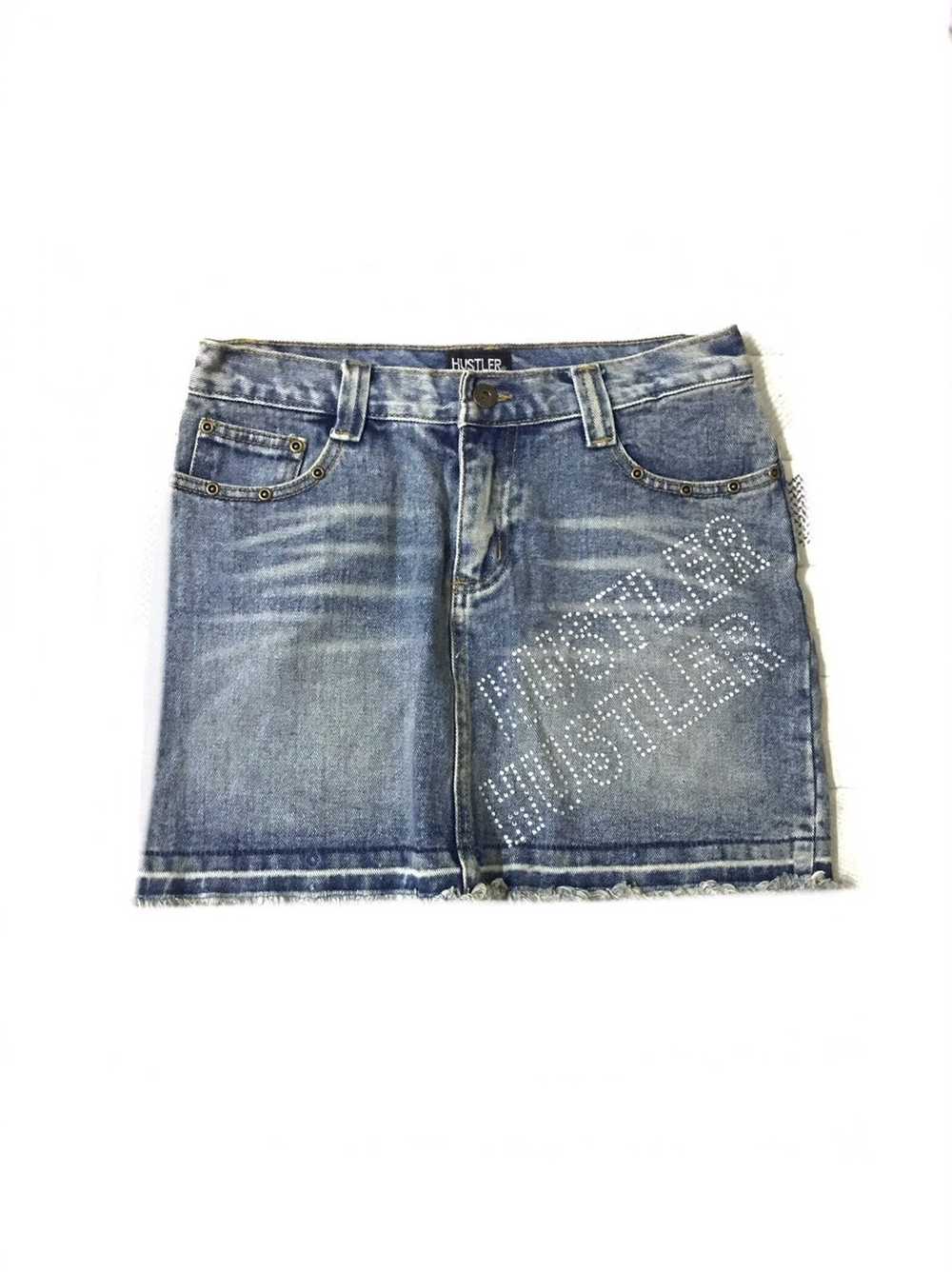 Vintage HUSTLER Denim Mini Skirt - image 1