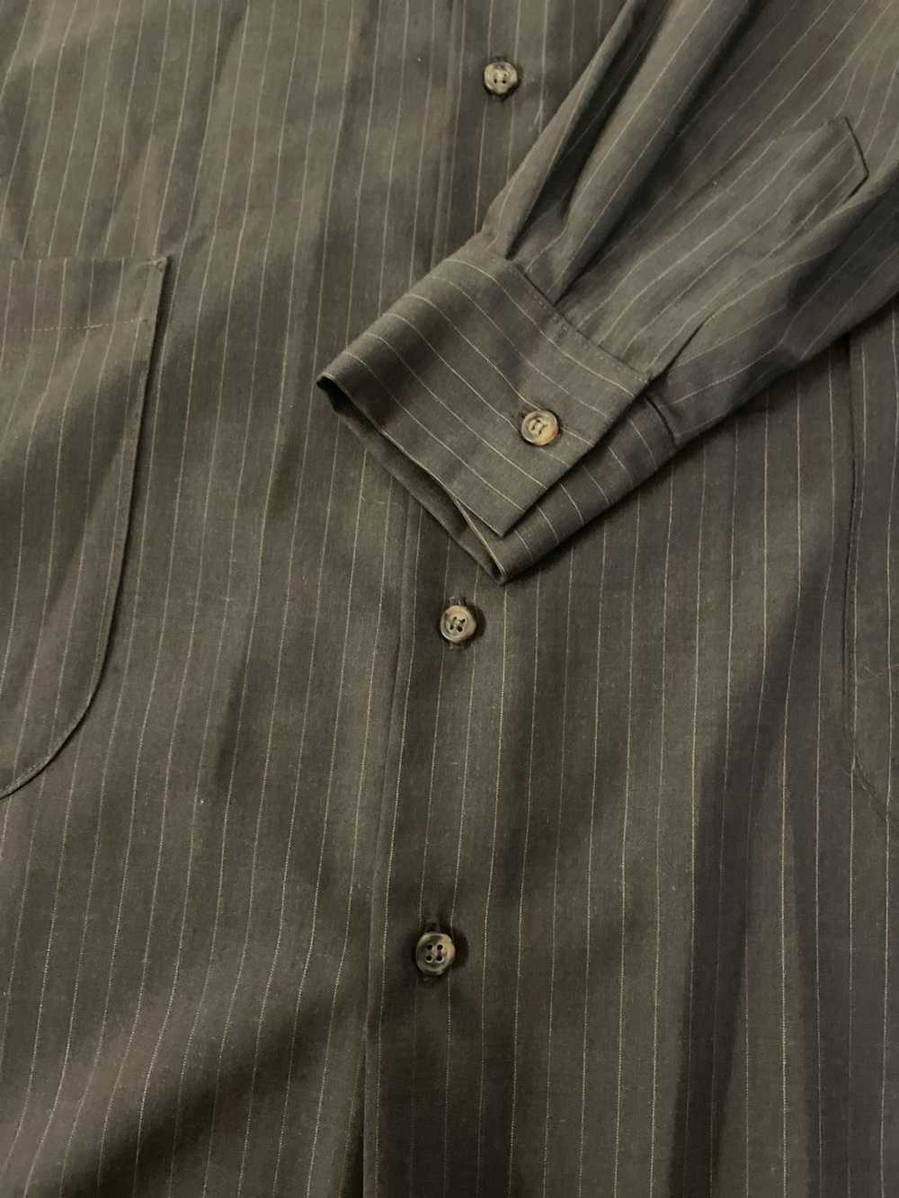 Eskandar Pinstripe Wool Shirt Jacket - image 5