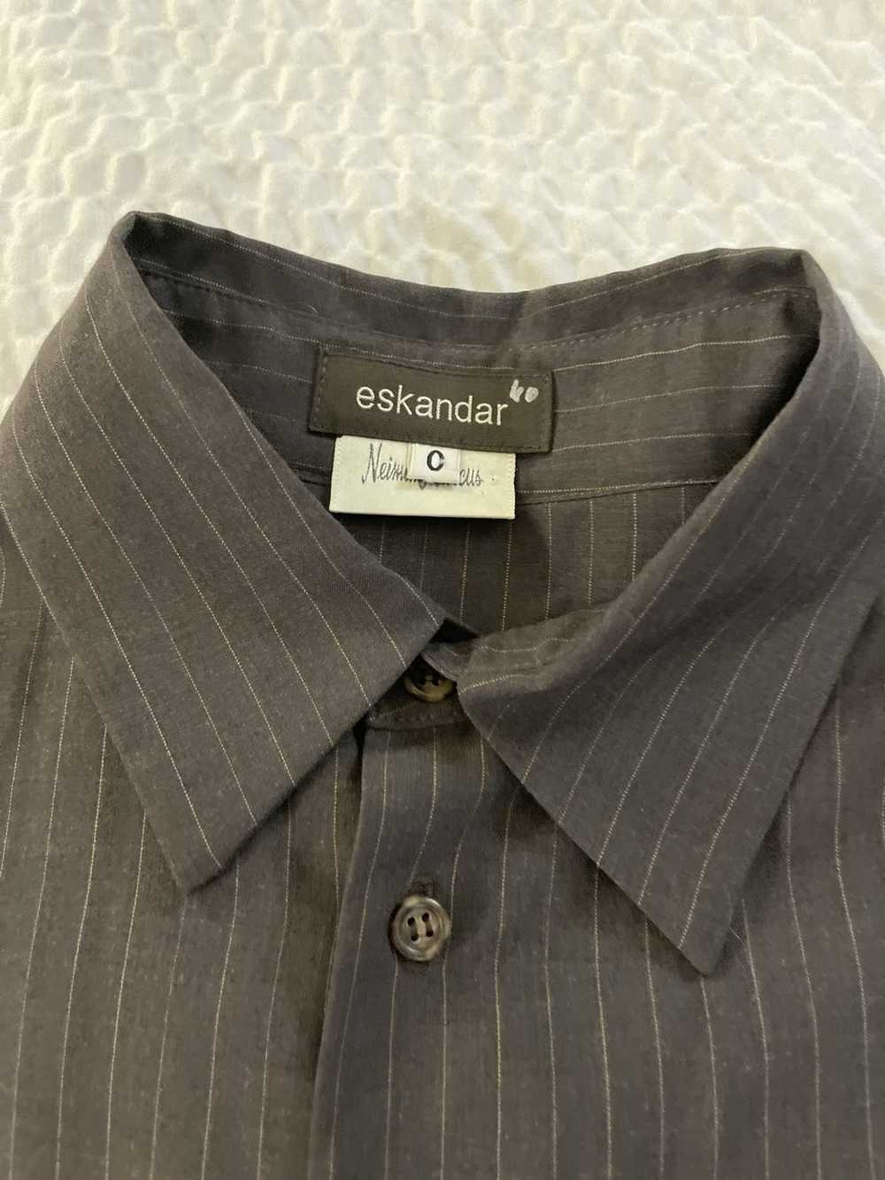 Eskandar Pinstripe Wool Shirt Jacket - image 6