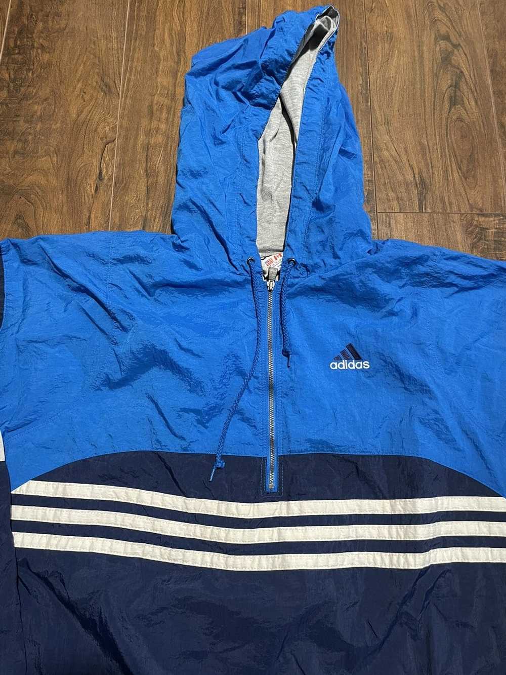 Adidas × Vintage 90s Adidas Lined Hooded Stripe Q… - image 2