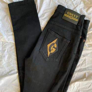 Gucci Gucci skinny jeans with gold logo patch - image 1